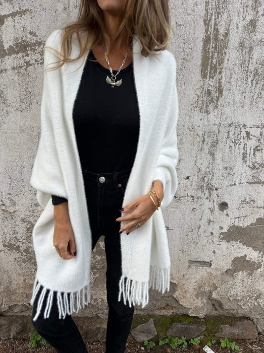 Women's Fringe Hem Open Front Cardigan