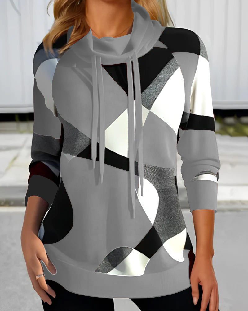 Women's Geometric Print Sweatshirt in Gray
