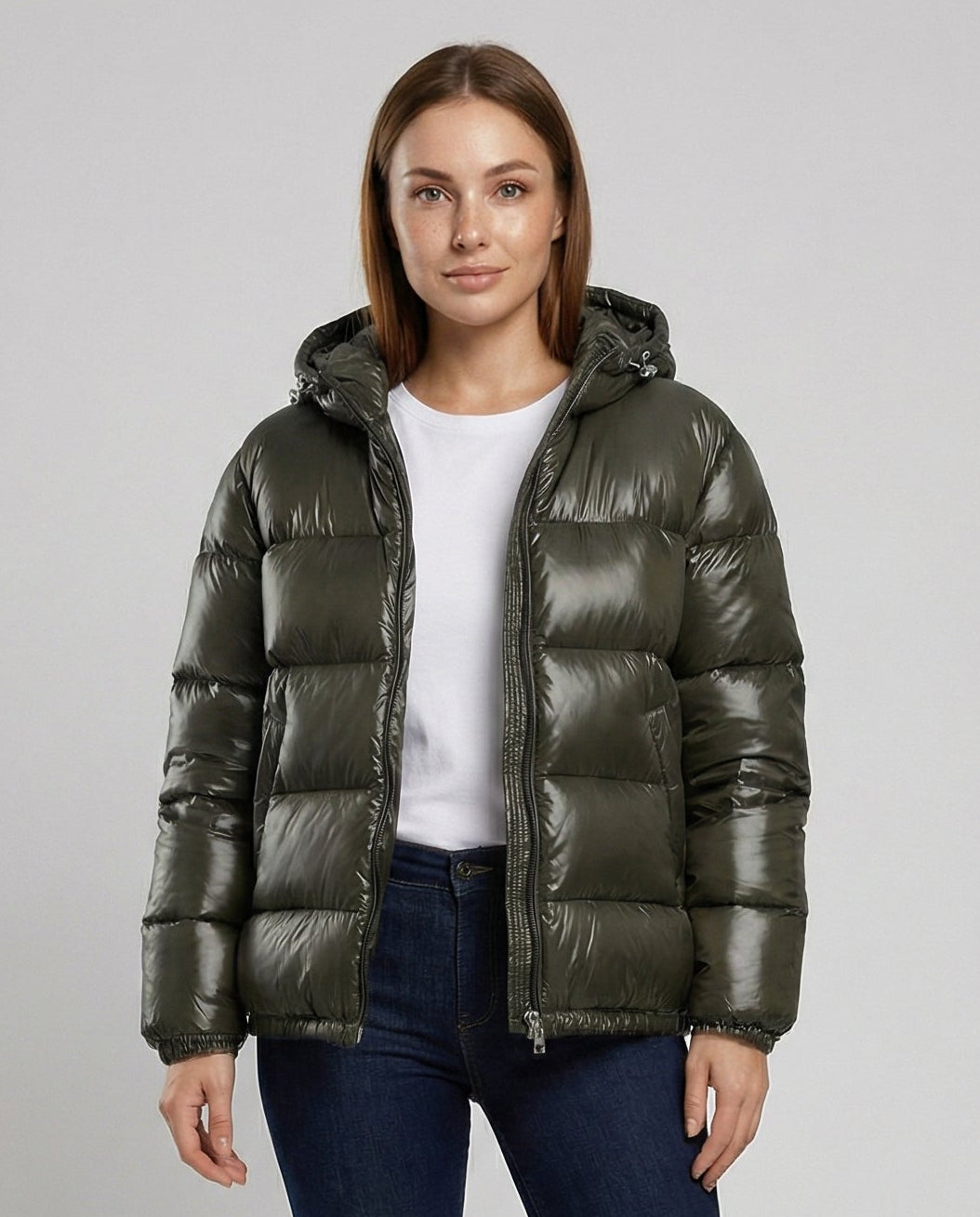 Women's Glossy Hooded Down Jacket