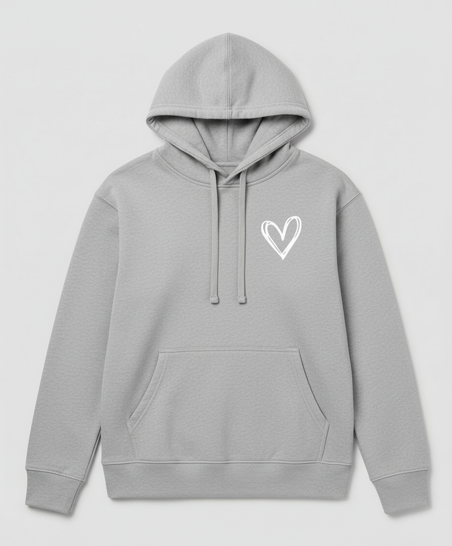 Women's Heart Print Hoodie in Gray