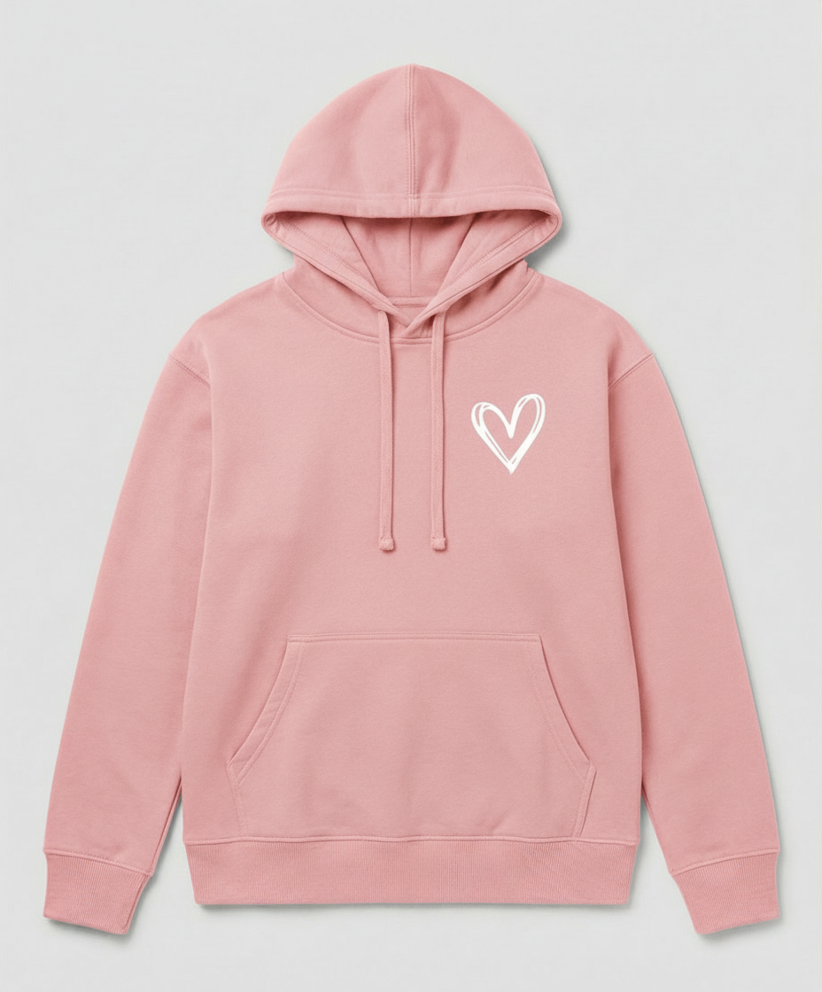 Women's Heart Print Hoodie in Pink