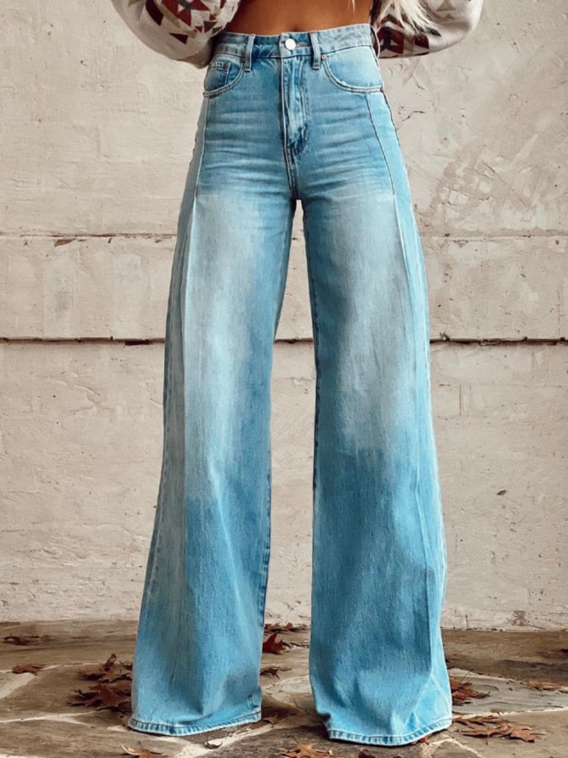 Women's High Waist Wide Leg Jeans in Blue