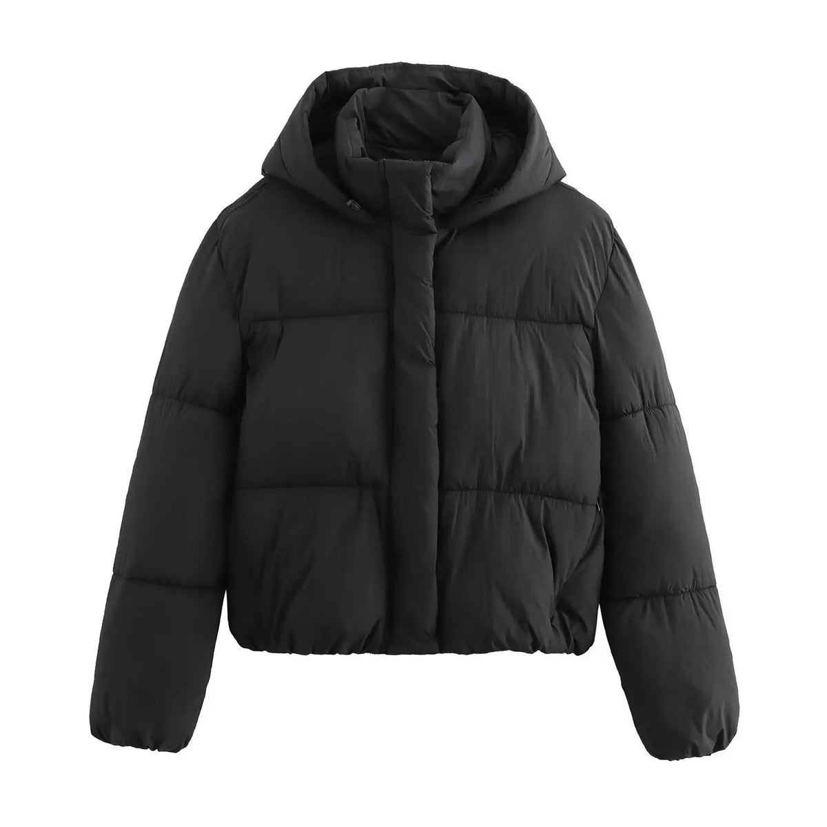 Women's Hooded Puffer Jacket in Black
