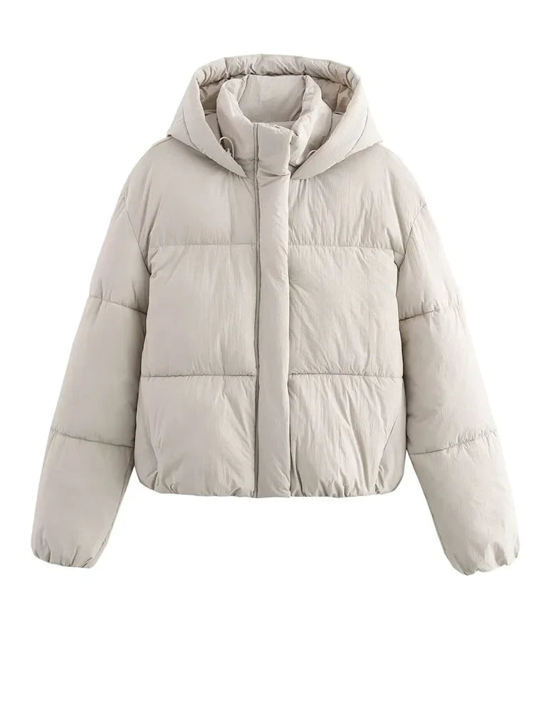 Women's Hooded Puffer Jacket in White