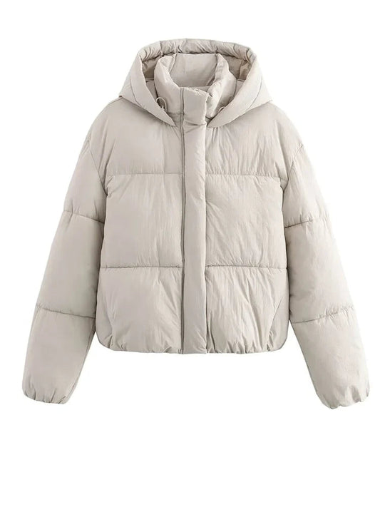 Women's Hooded Puffer Jacket in White
