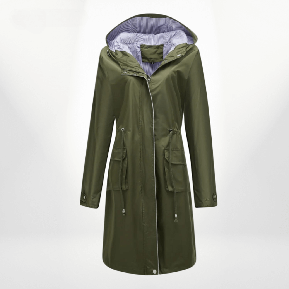 Women's Hooded Rain Trench Coat in Green