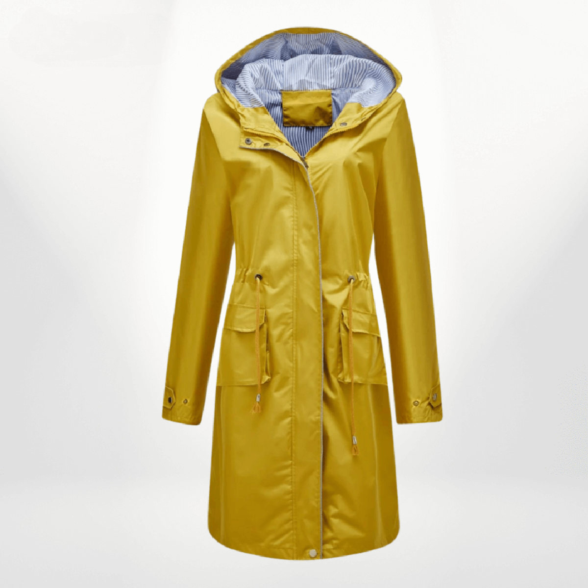 Women's Hooded Rain Trench Coat in Yellow