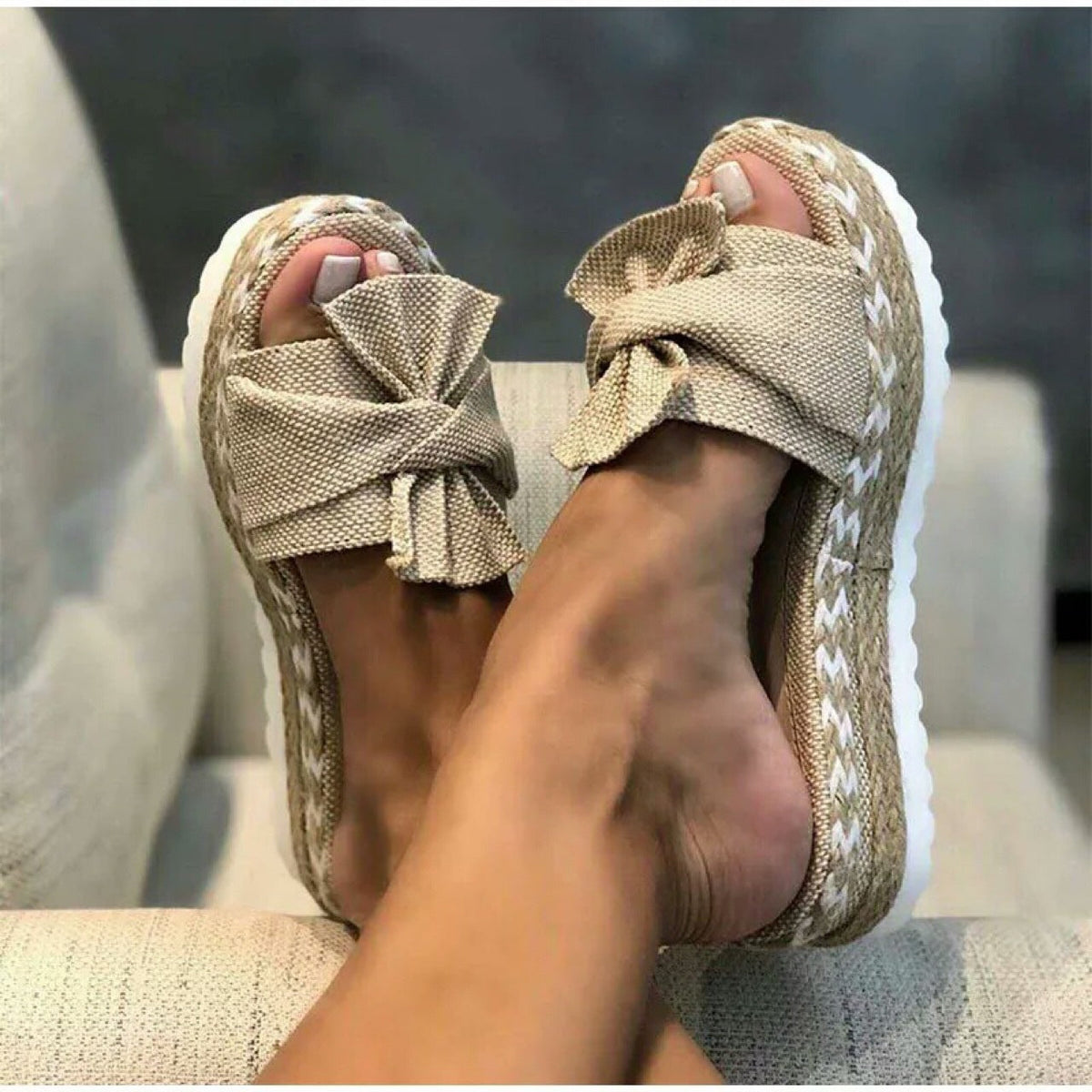 Women's Jute Platform Slides