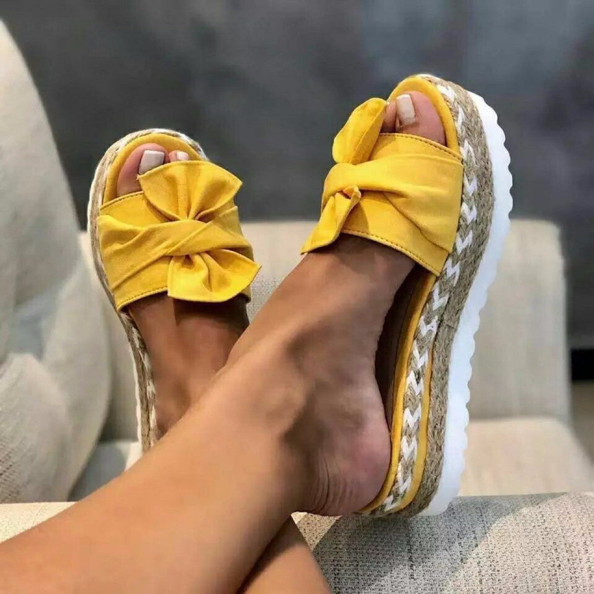 Women's Jute Platform Slides