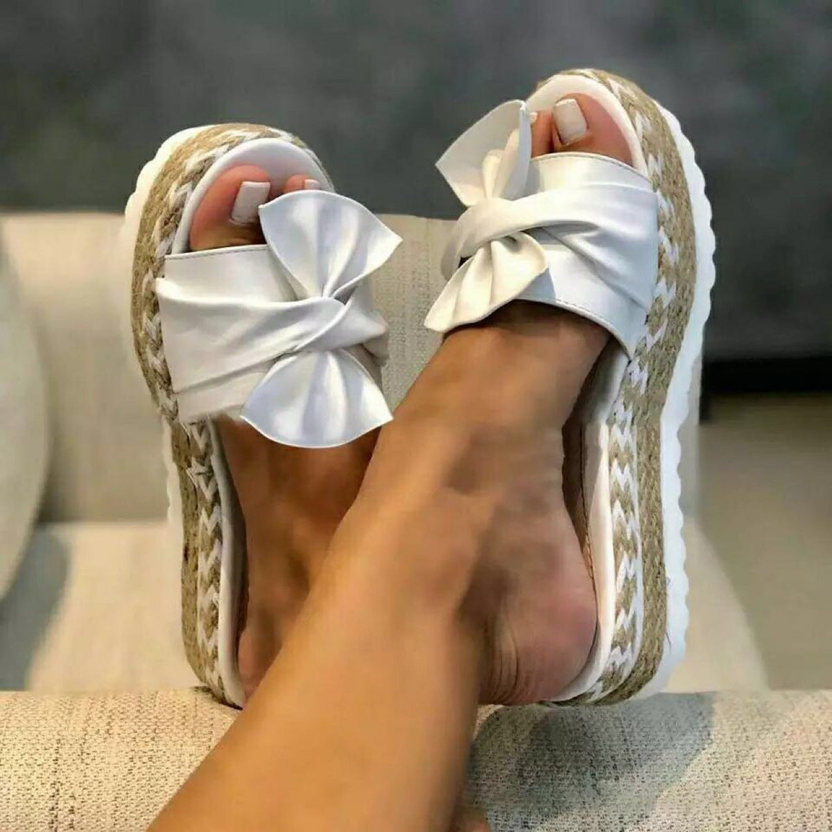 Women's Jute Platform Slides