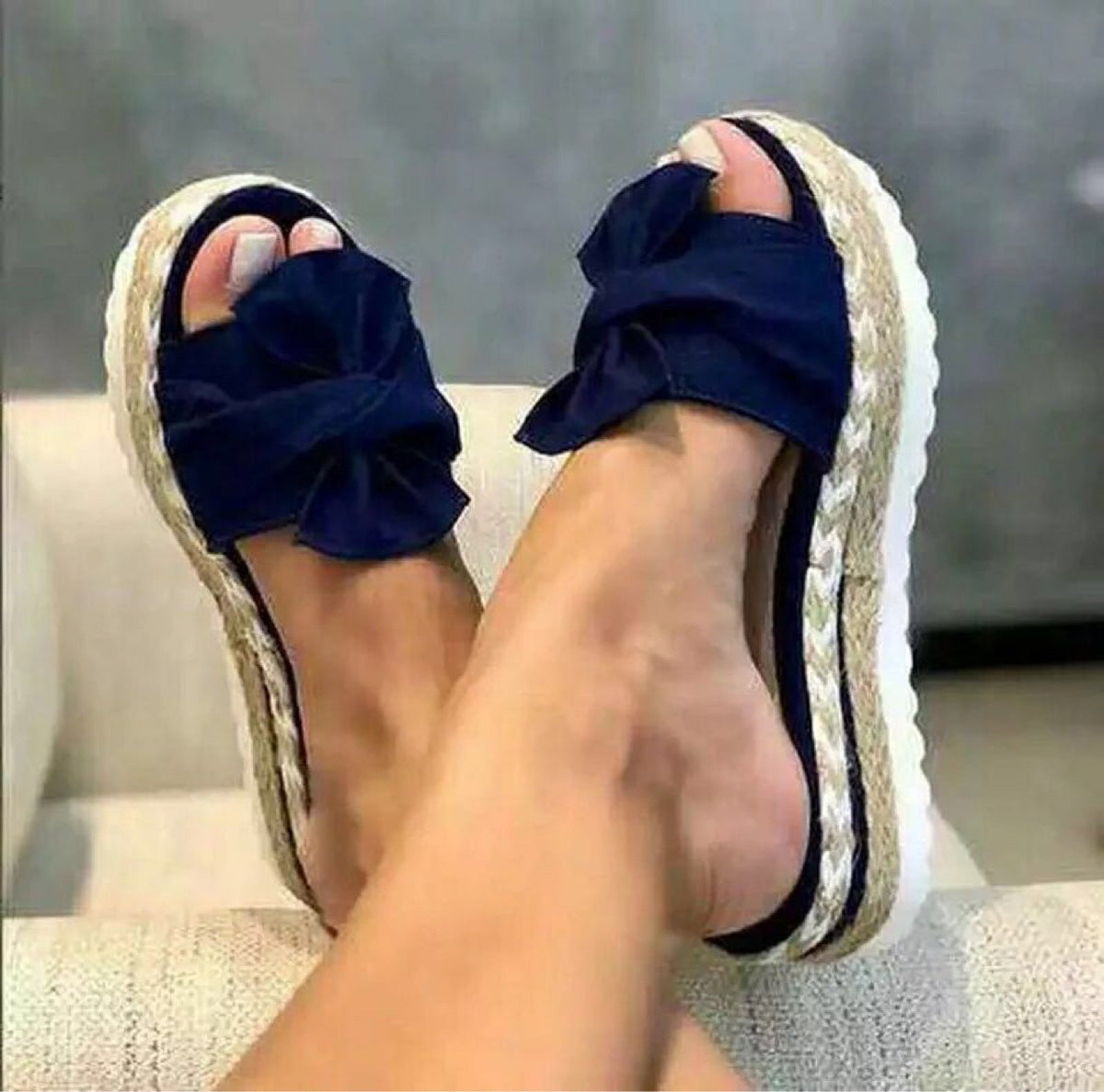 Women's Jute Platform Slides