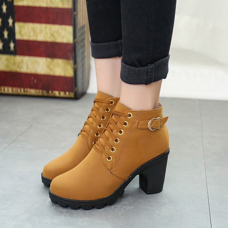 Women's Lace Up Buckle Ankle Boots