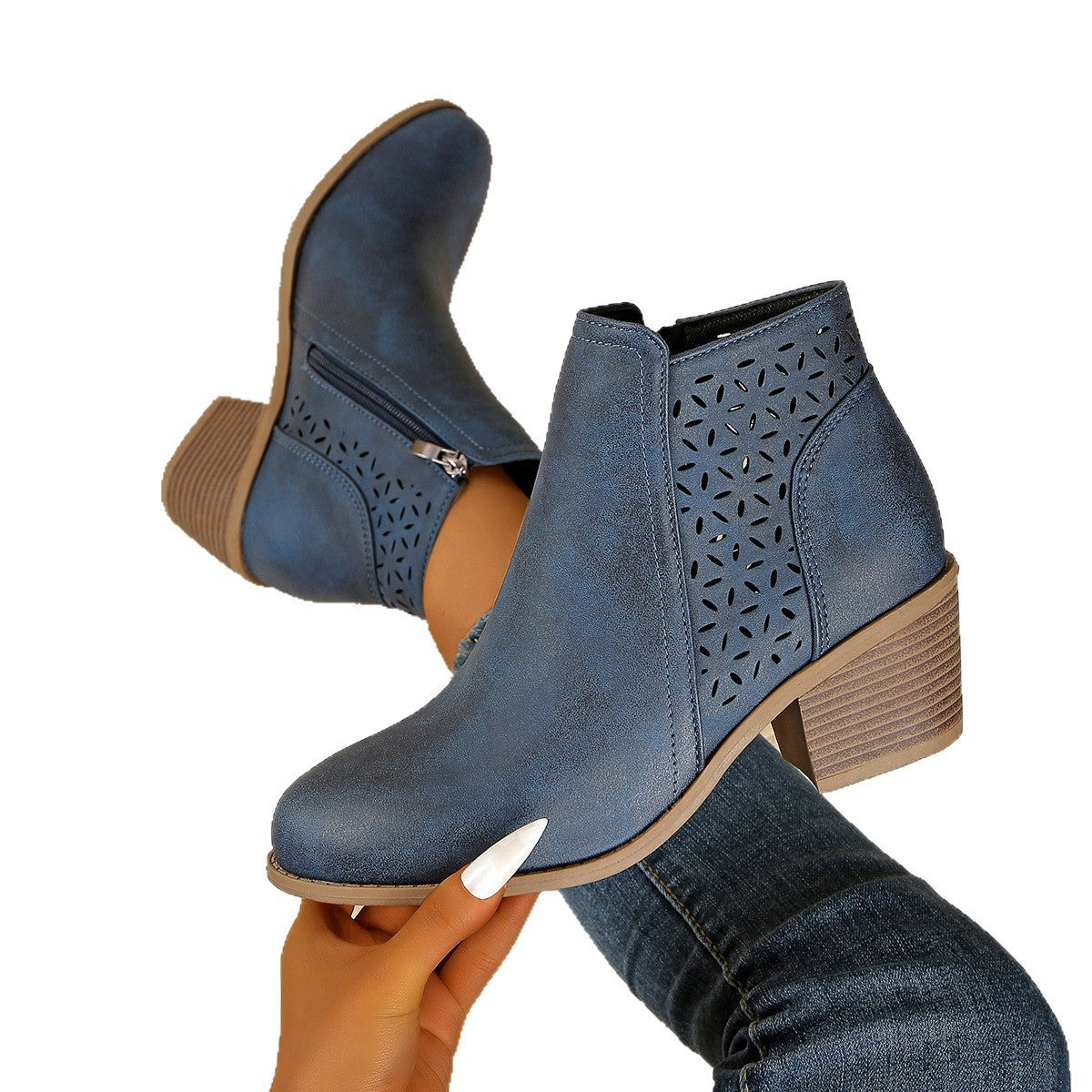 Women's Laser Cut Ankle Boots