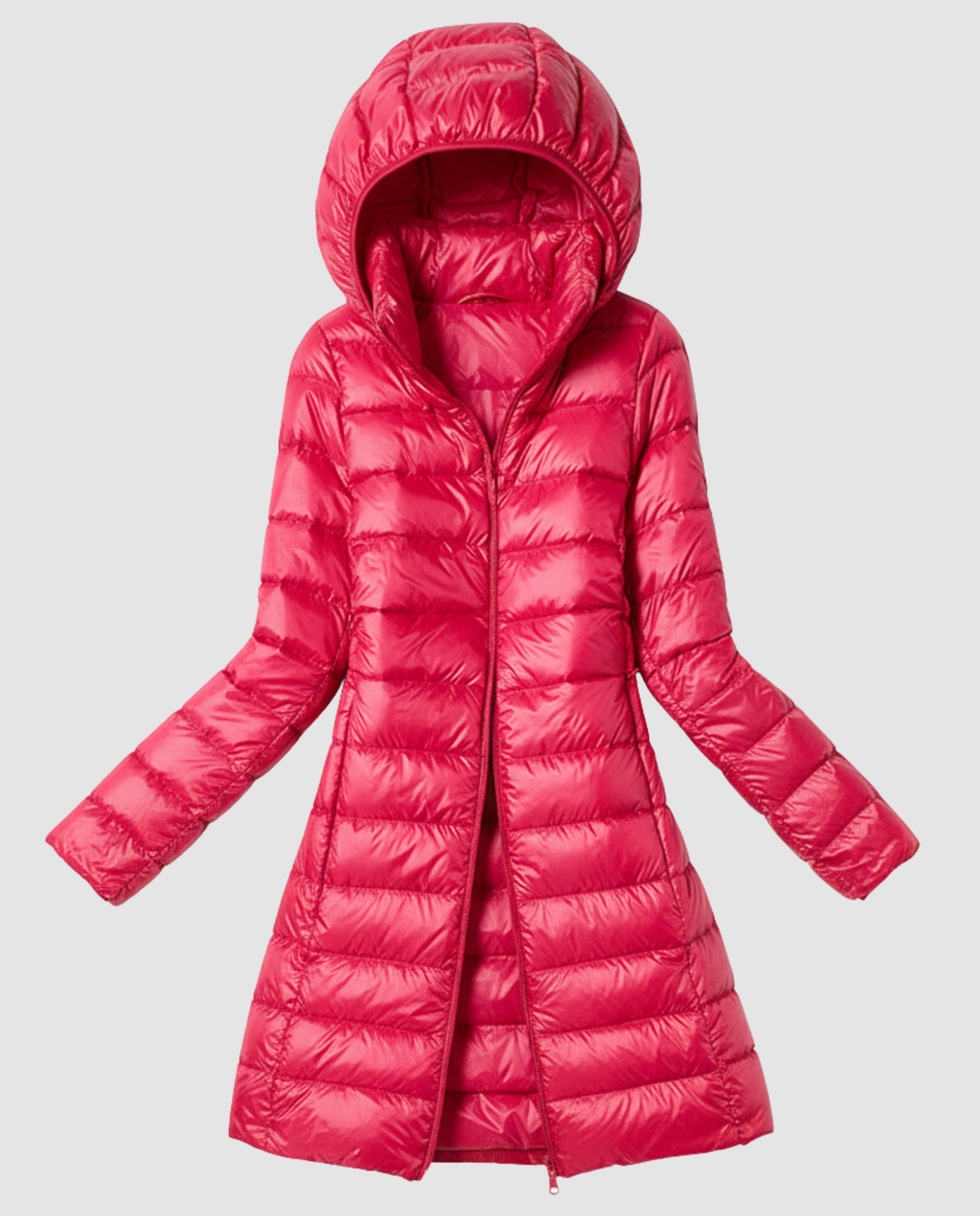 Women's Longline Down Jacket in Red