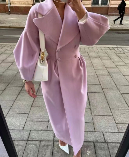 Women's Maxi Wrap Trench Coat in Mauve