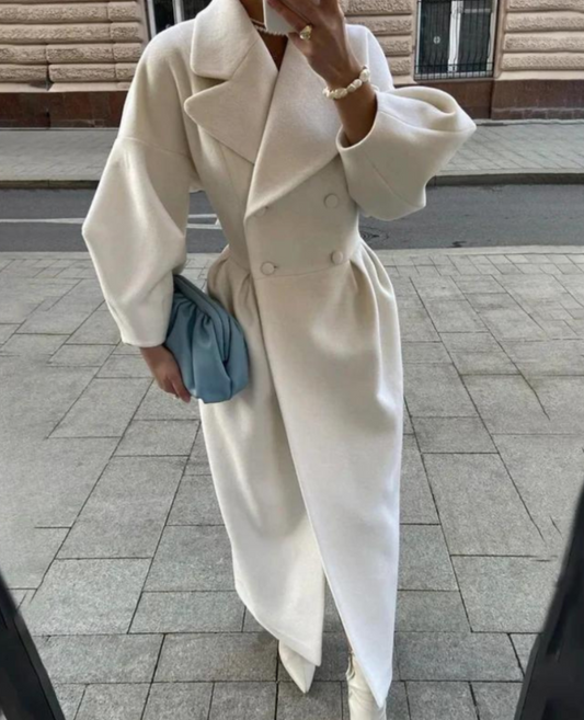 Women's Maxi Wrap Trench Coat in White