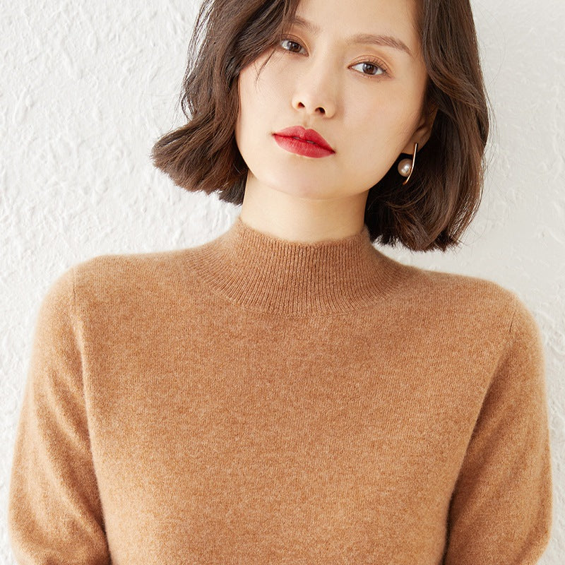 Women's Mock Neck Fine Knit Sweater