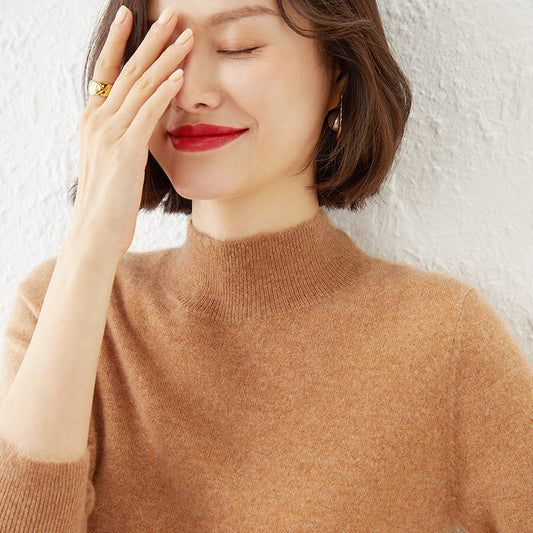 Women's Mock Neck Fine Knit Sweater