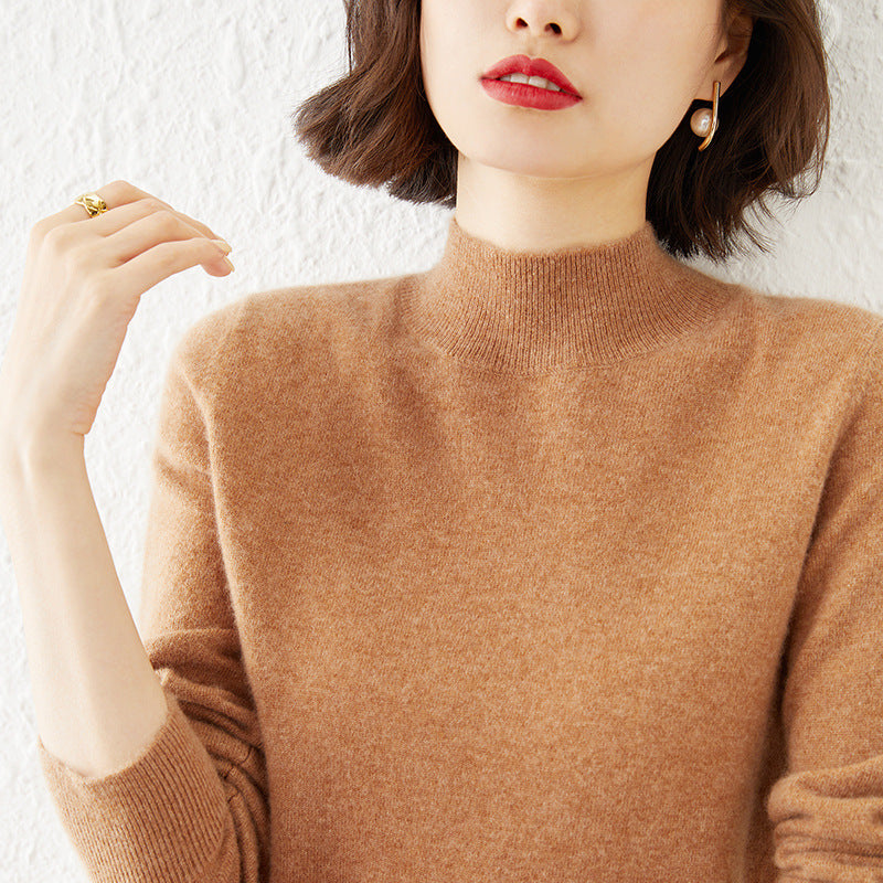 Women's Mock Neck Fine Knit Sweater