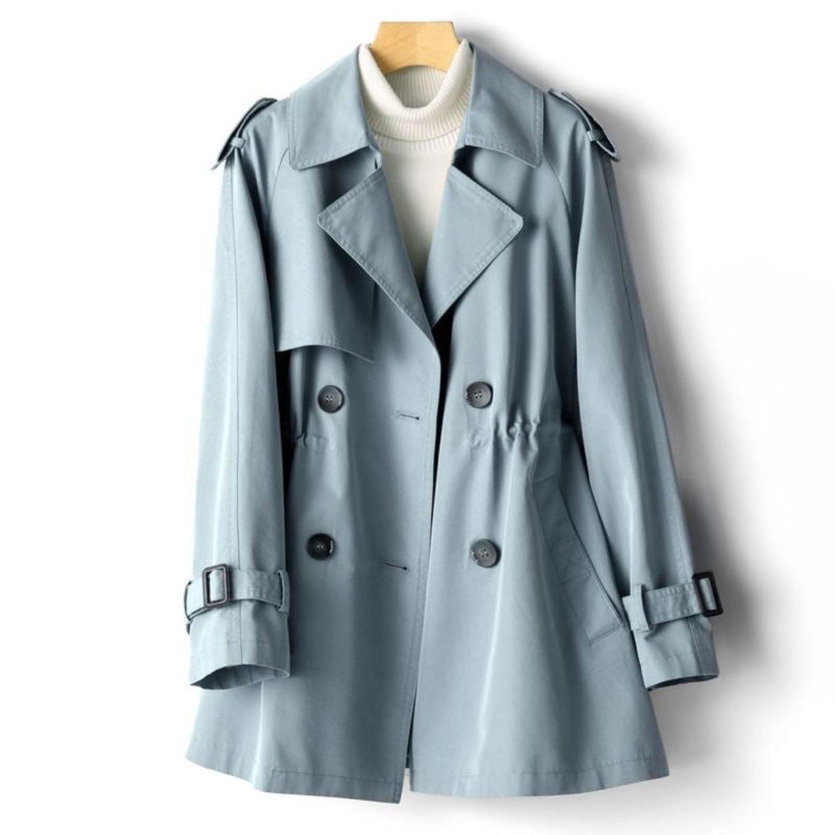Women's Notch Lapel Trench Coat in Powder Blue
