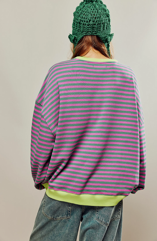 Women's Oversized Striped Sweatshirt