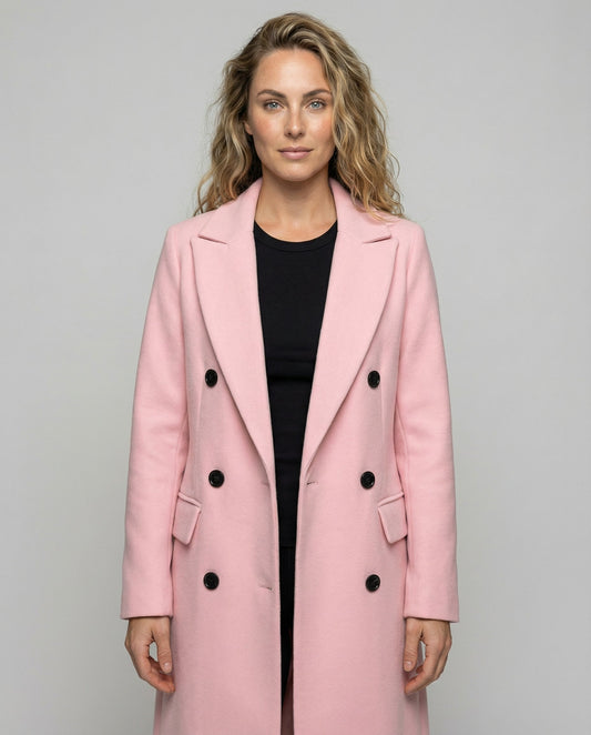 Women's Peak Lapel Trench Coat in Pink