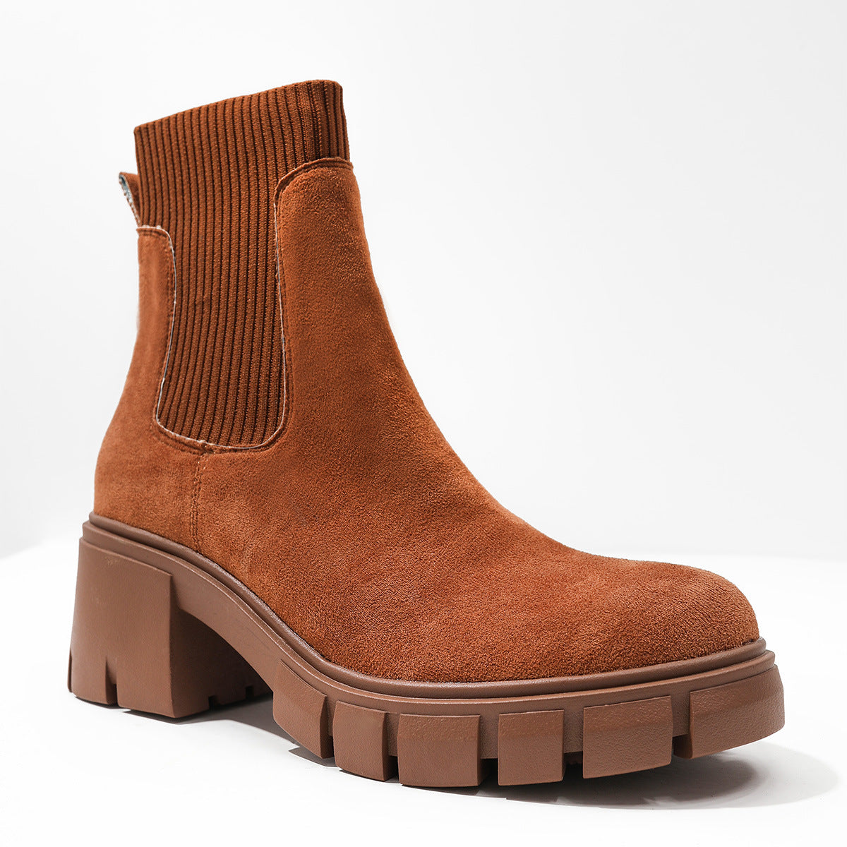 Women's Platform Ankle Boots in Cognac