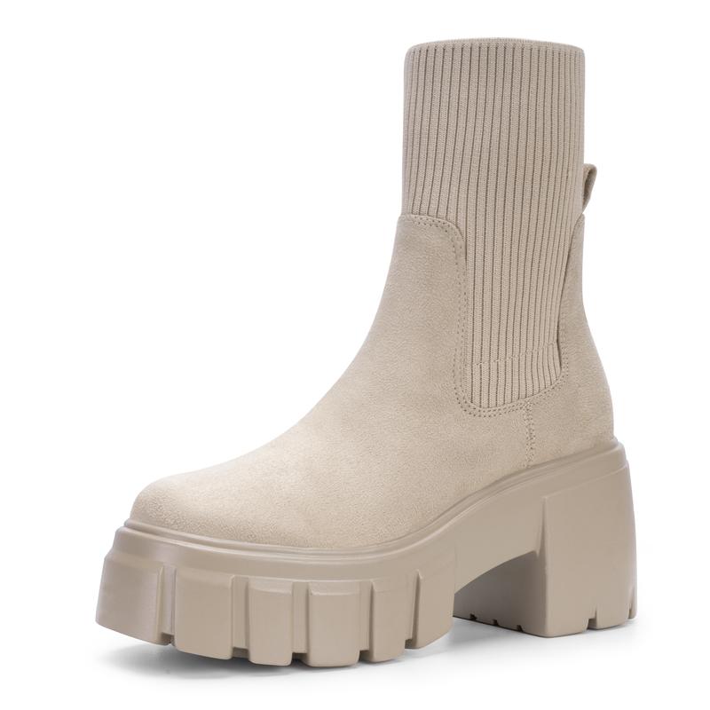 Women's Platform Ankle Boots in Cream