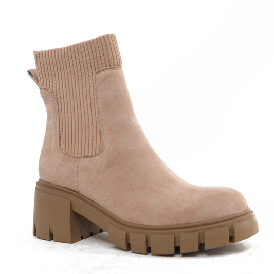Women's Platform Ankle Boots in Nude