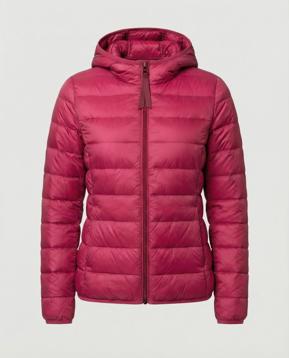 Women's Quilted Down Jacket in Berry Red