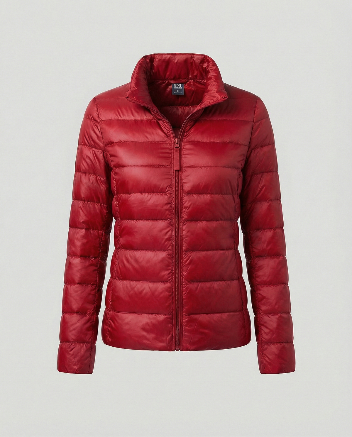 Women's Quilted Down Jacket in Red Stand Collar