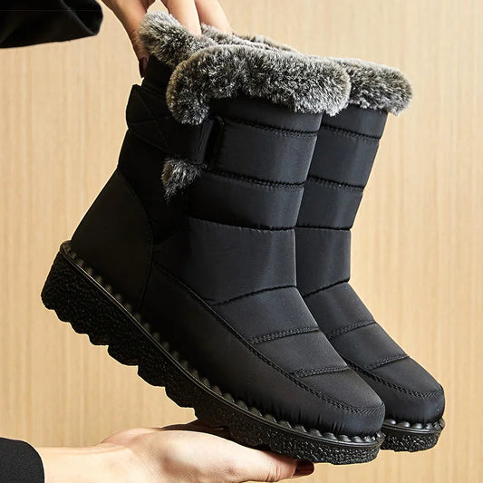 Women's Quilted Mid Calf Winter Boots in Black