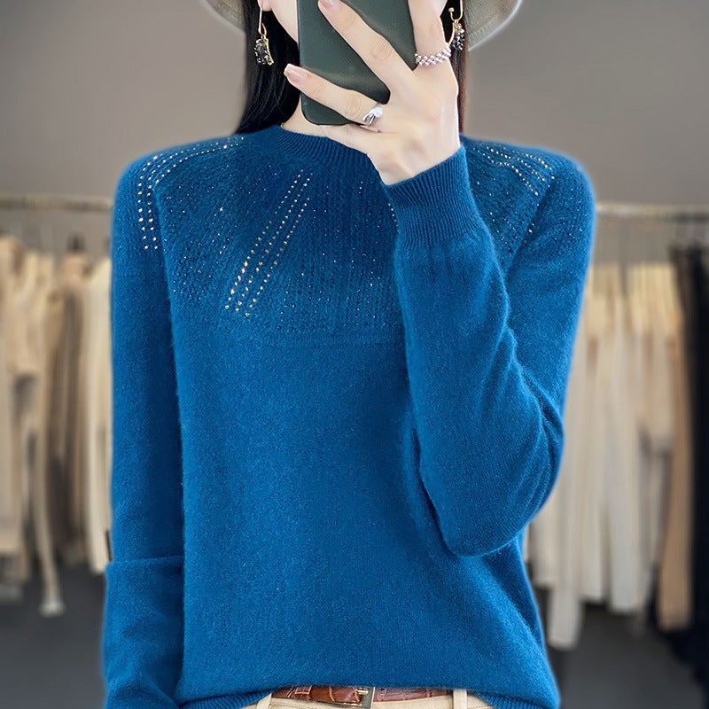Women's Sequin Trim Knit Sweater in Petrol Blue