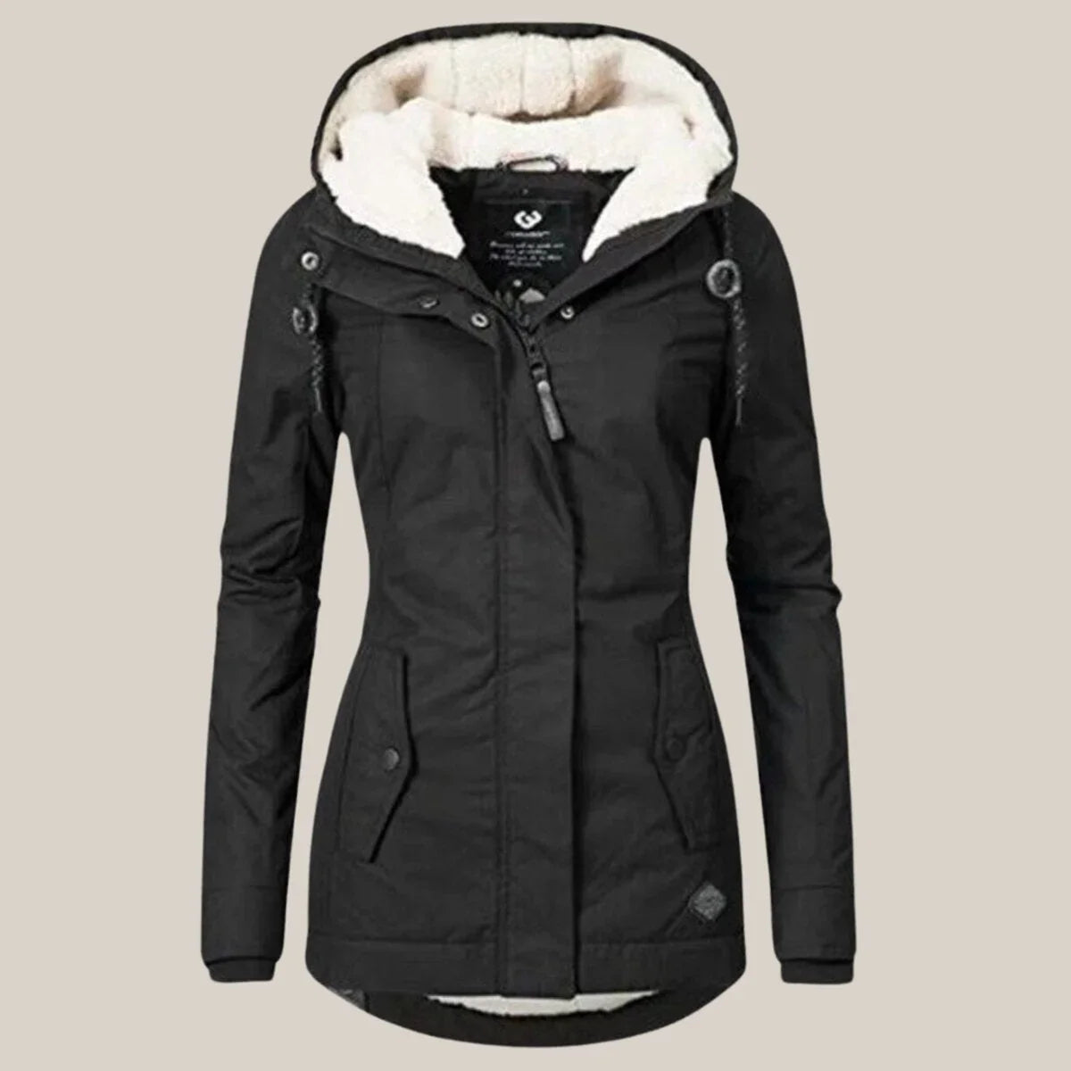 Women's Sherpa Lined Hooded Parka in Black