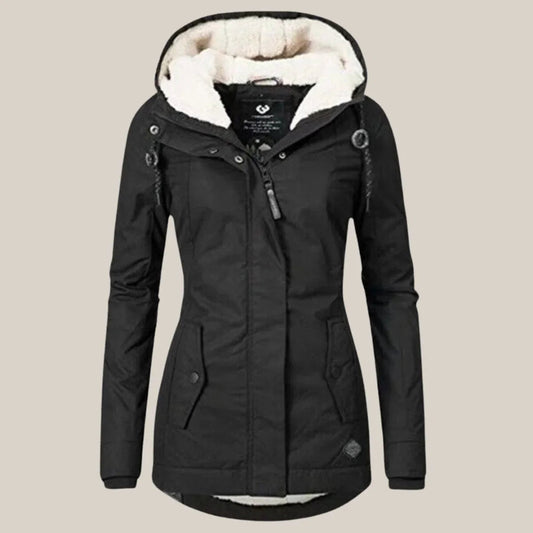 Women's Sherpa Lined Hooded Parka in Black