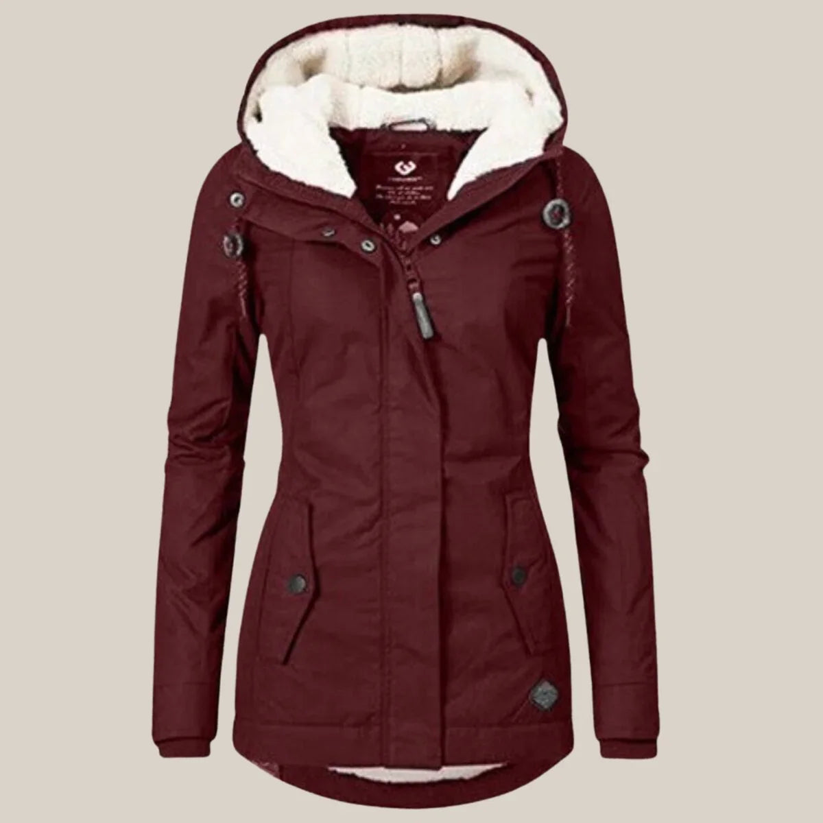 Women's Sherpa Lined Hooded Parka in Burgundy