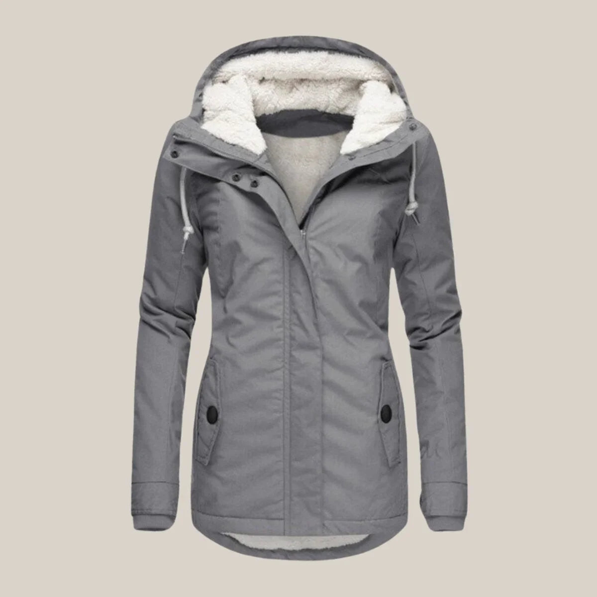Women's Sherpa Lined Hooded Parka in Gray