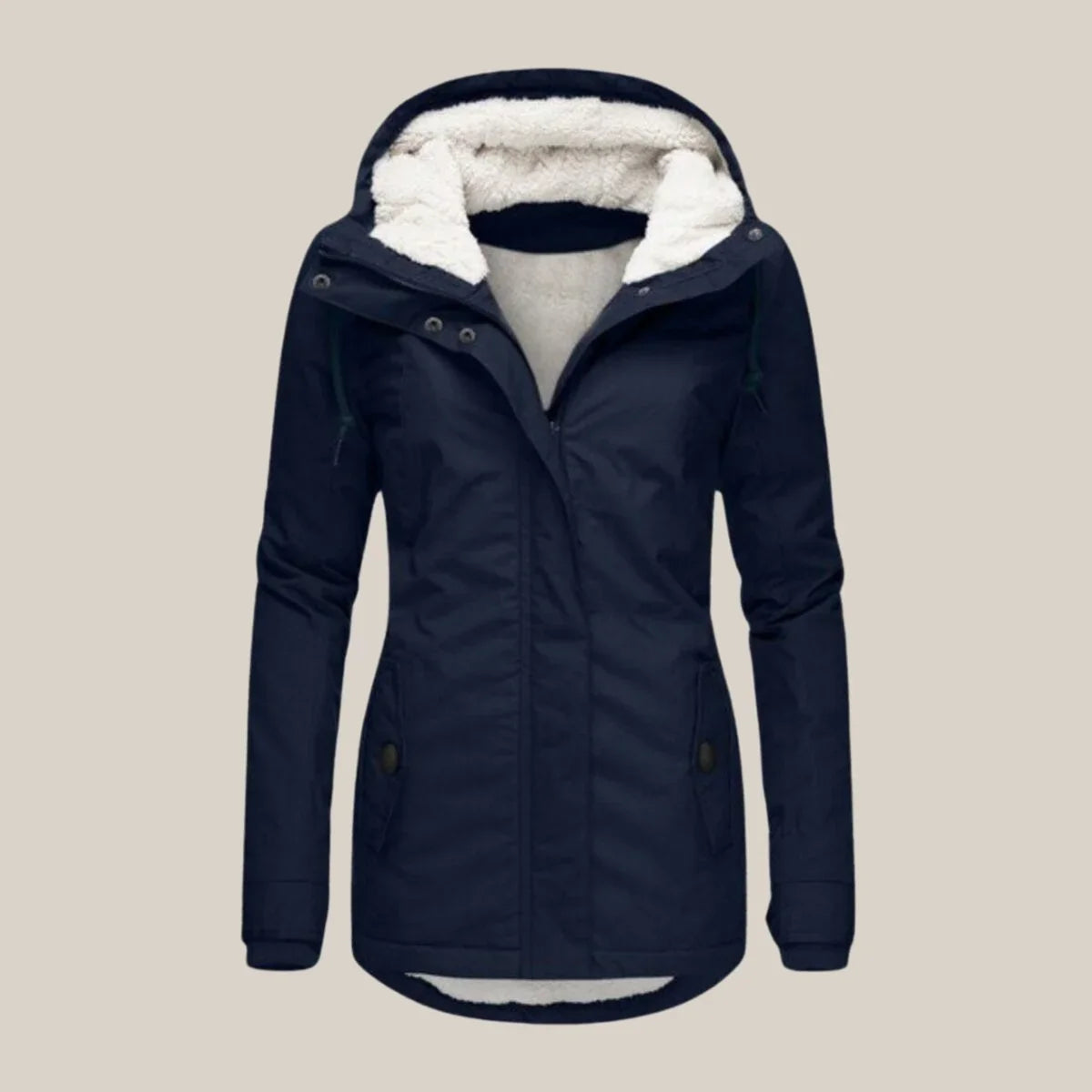 Women's Sherpa Lined Hooded Parka in Navy Blue