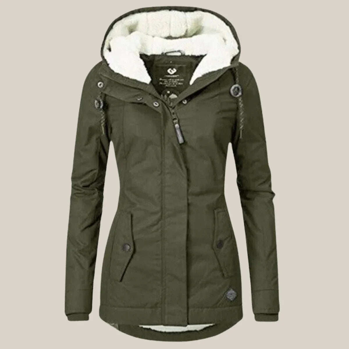 Women's Sherpa Lined Hooded Parka in Olive Green