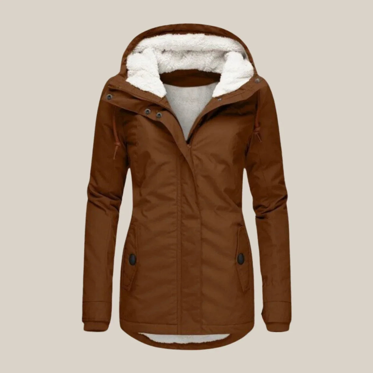 Women's Sherpa Lined Hooded Parka in Rust
