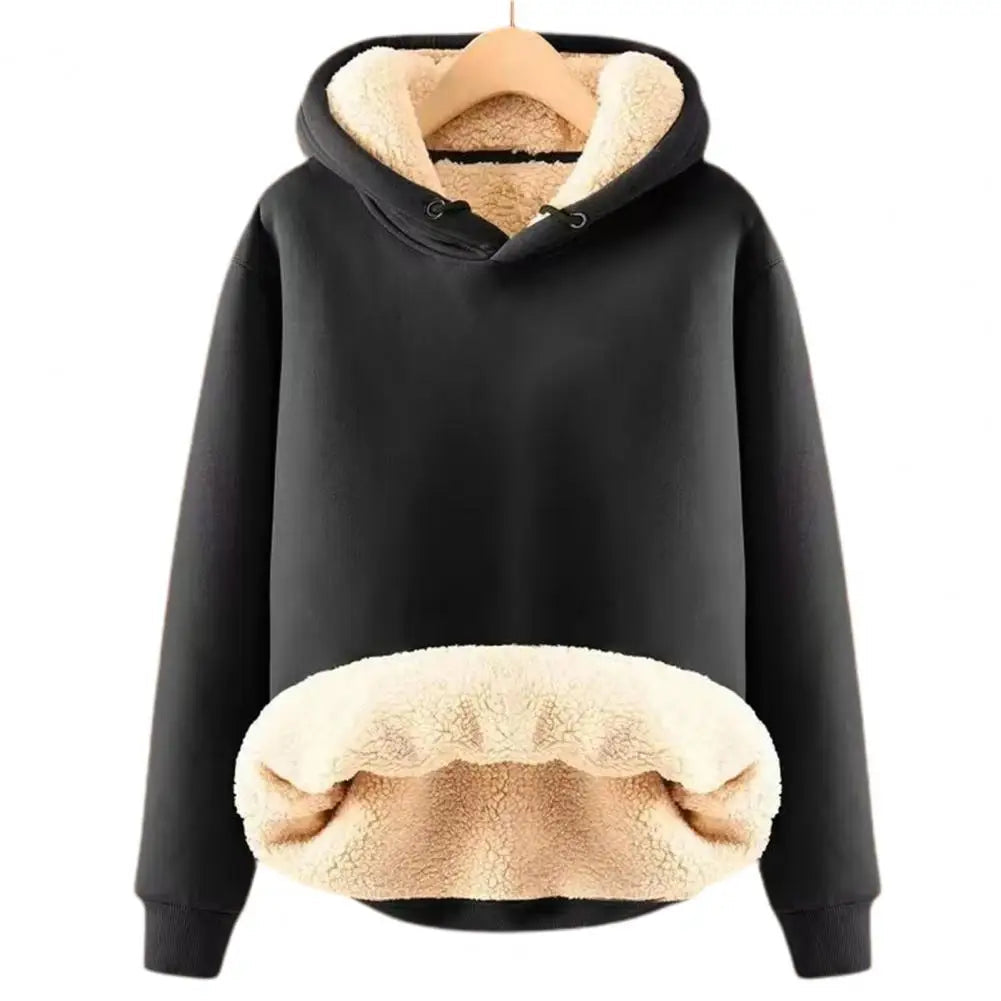 Women's Sherpa Trim Hoodie in Black