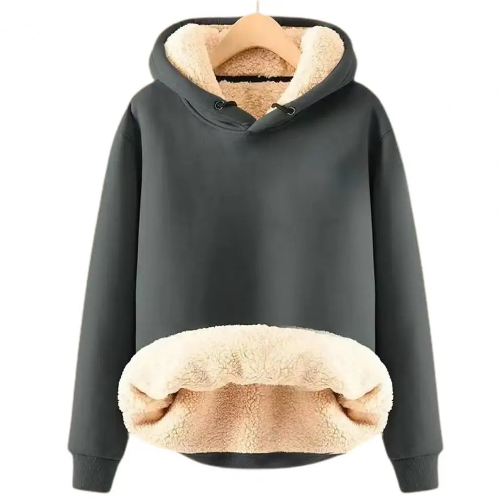 Women's Sherpa Trim Hoodie in Dark Gray