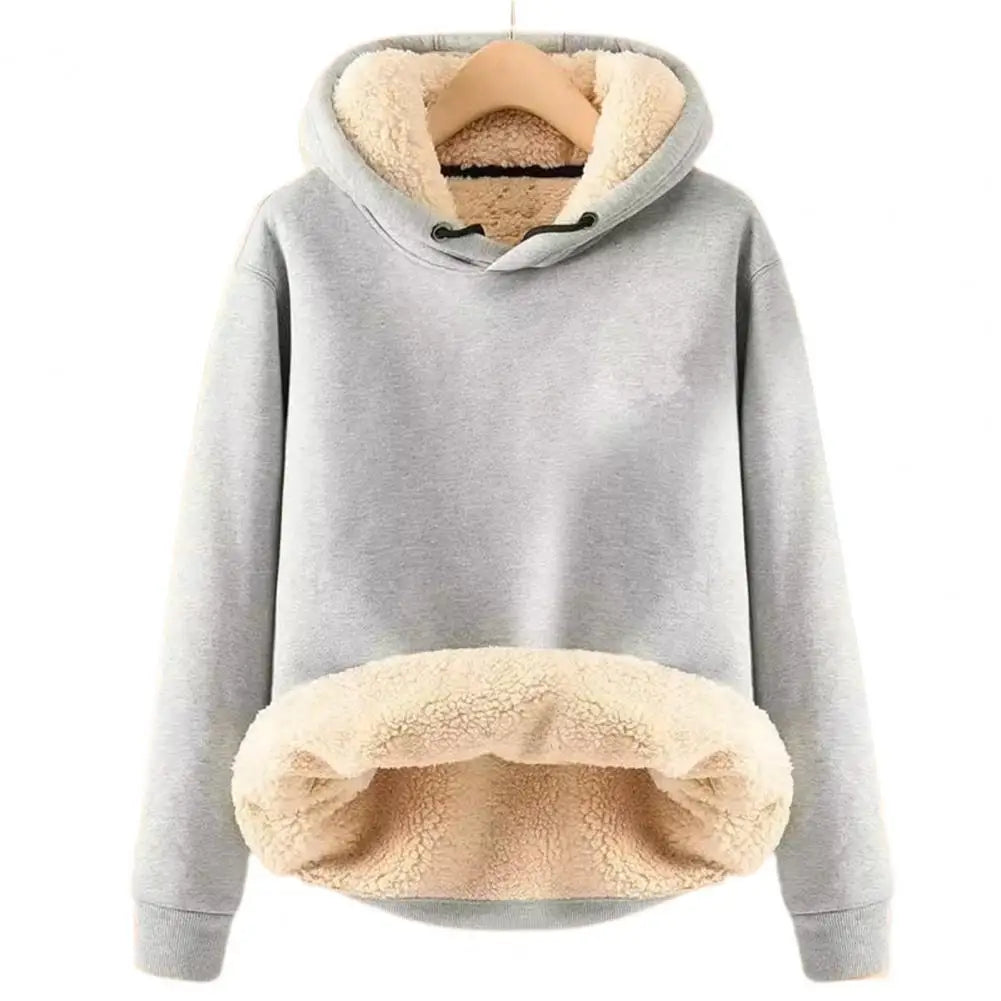 Women's Sherpa Trim Hoodie in Light Gray