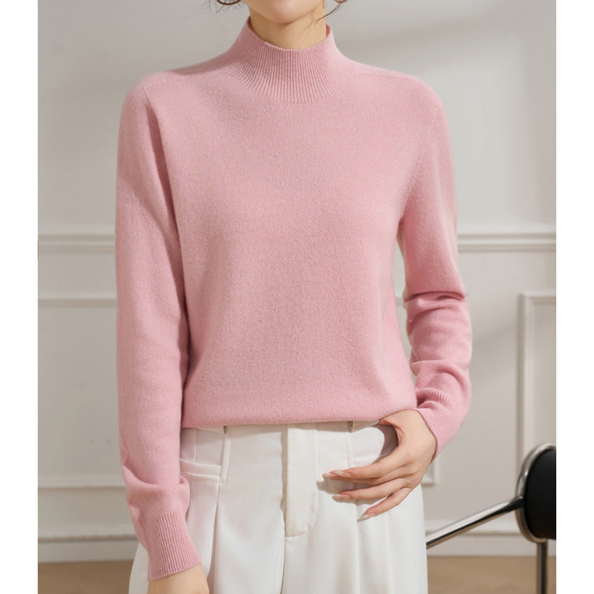 Women's Short Stand Collar Sweater in Pink