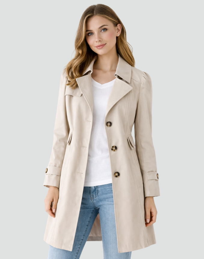 Women's Slim Fit Trench Coat in Beige