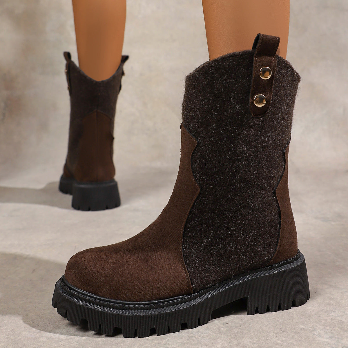 Women's Slouch Mid Calf Boots in Coffee