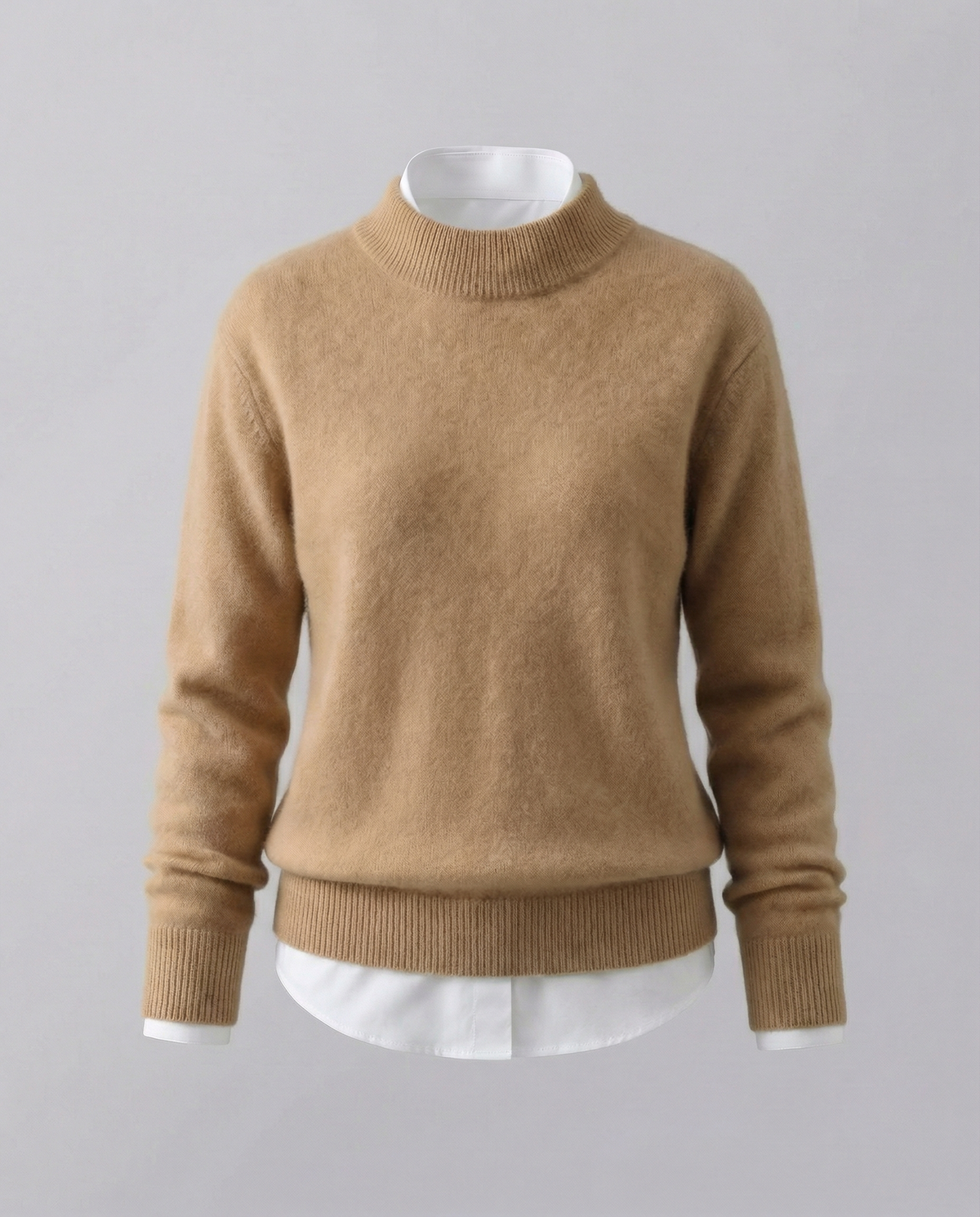 Women's Soft Crew Neck Sweater in Camel