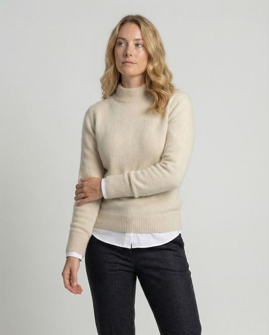 Women's Soft Crew Neck Sweater in Cream