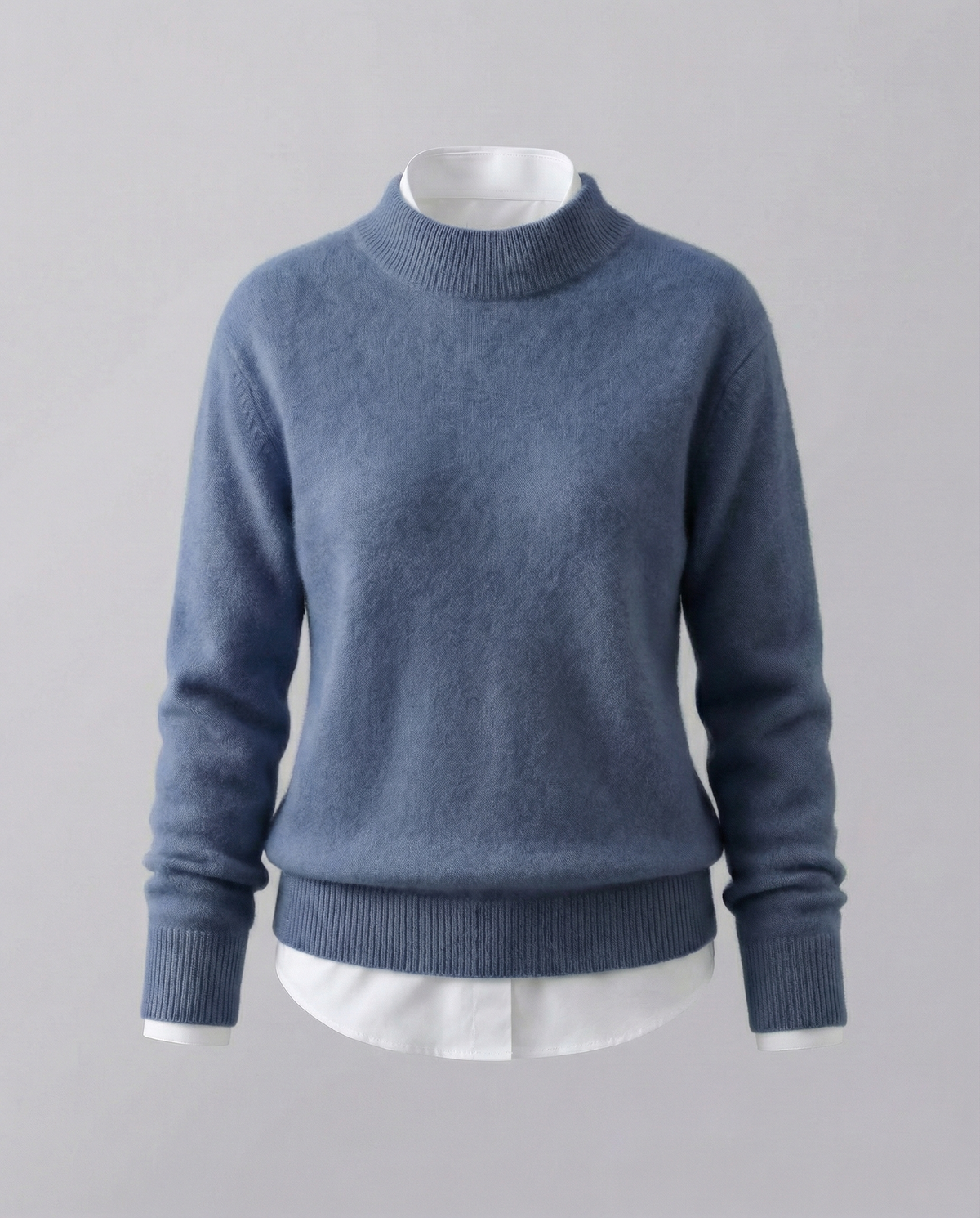 Women's Soft Crew Neck Sweater in Denim Blue