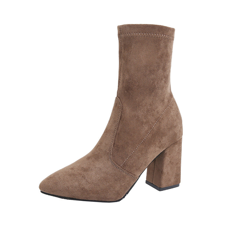 Women's Stretch Ankle Boots in Taupe